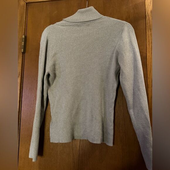 Worthington Vintage Sparkly Ribbed Long Sleeve Turtleneck Sweater Gray Large - Picture 5 of 12